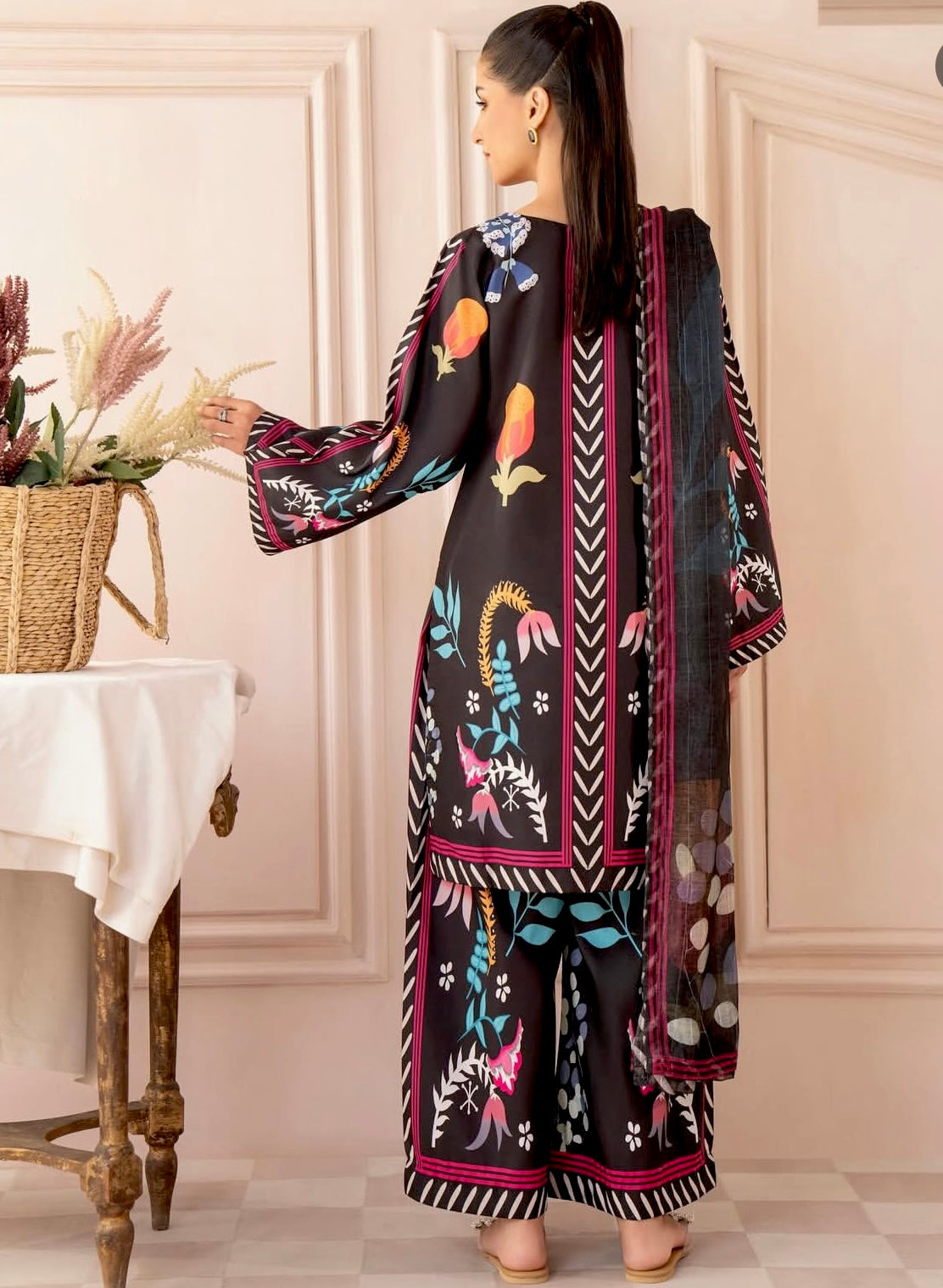 Rukhsar Black 3PC-Dress
