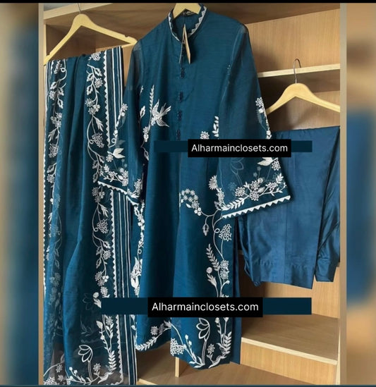 Blue Gulbahar 3PC-Dress